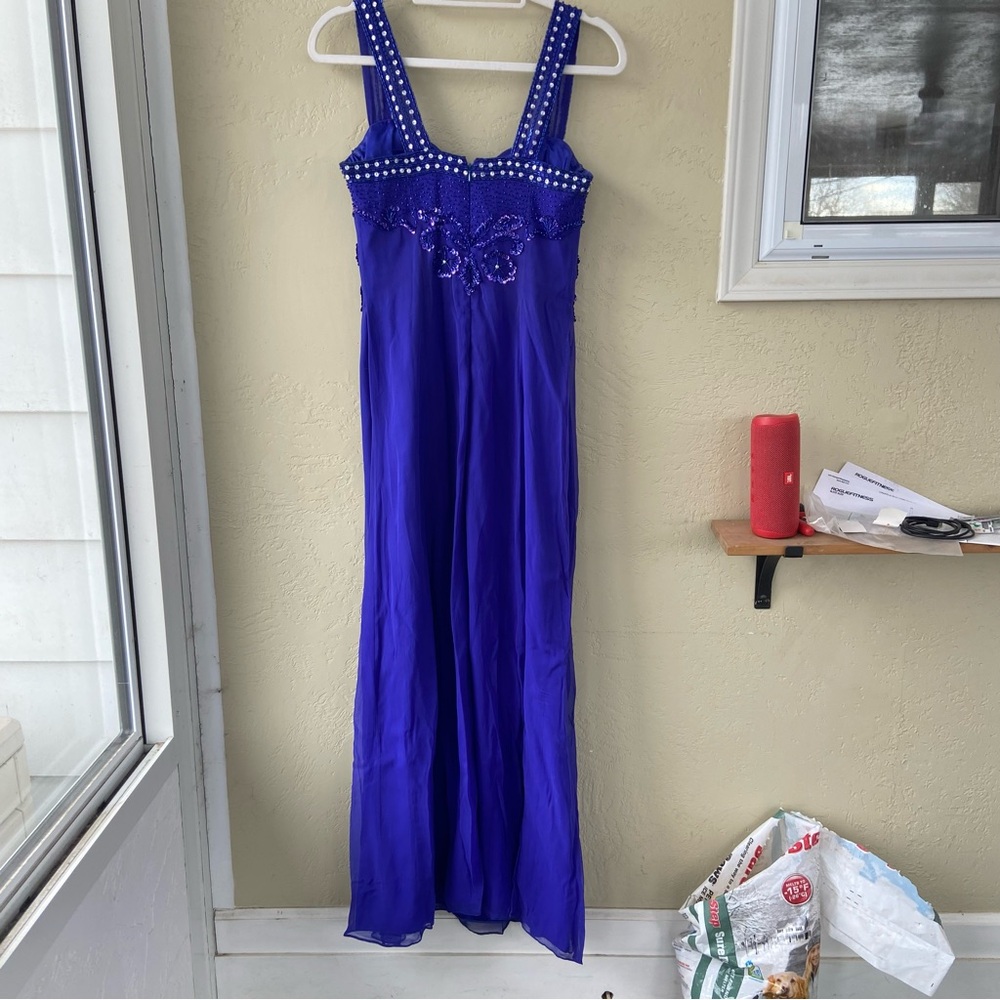 Stunning Alyce Designs formal gown - sapphire blue w/ silver and blue beading - Picture 3 of 13